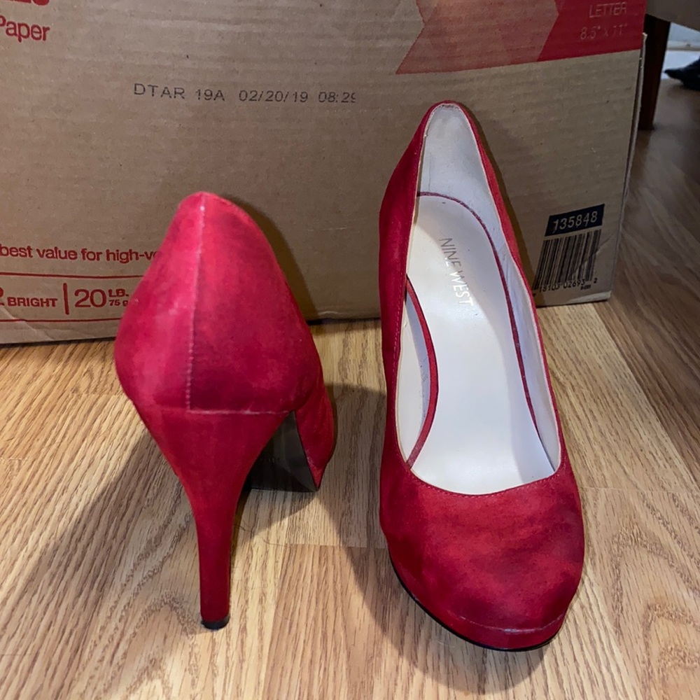 Red suede heels